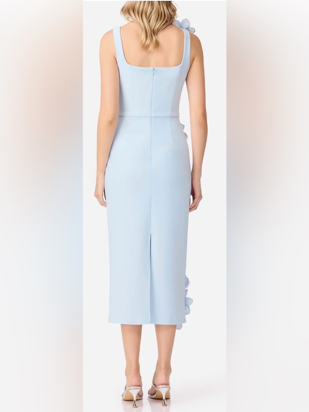 NEW ELLIATT Chantelle 3d floral blue midi Dress sz M - Picture 2 of 10
